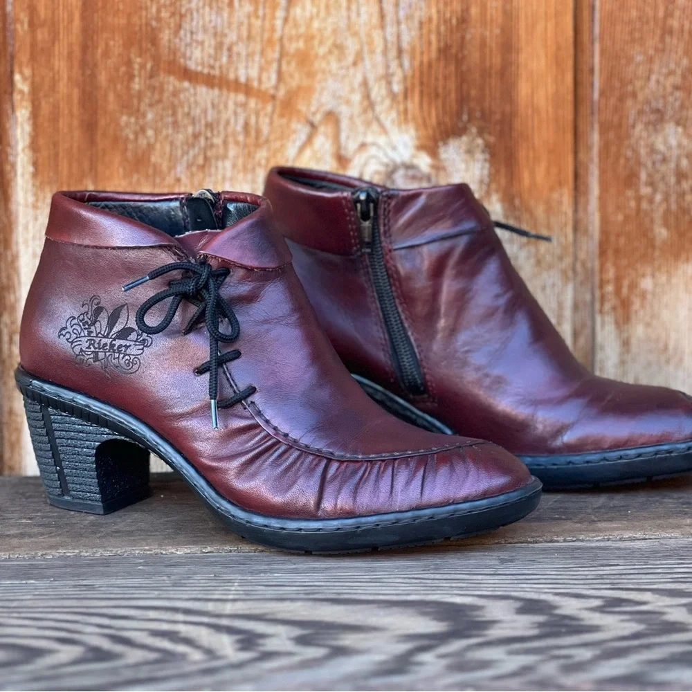 REIKER bordeux wine Victorian style booties |36 - Picture 2 of 14